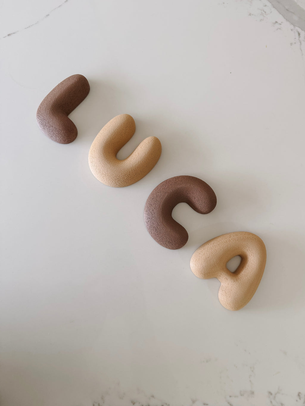 Fuzzy Bubble Letters for kids room personalisation New Zealand in Neutral colours