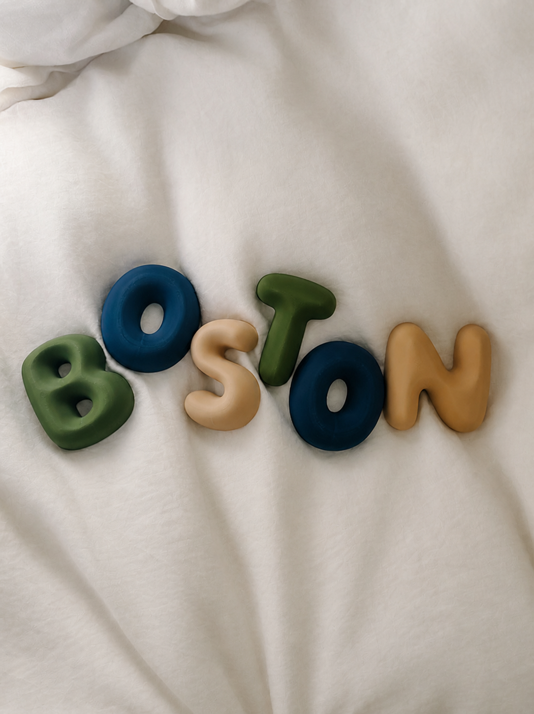 Neutral coloured bubble letters 3D printed in NZ