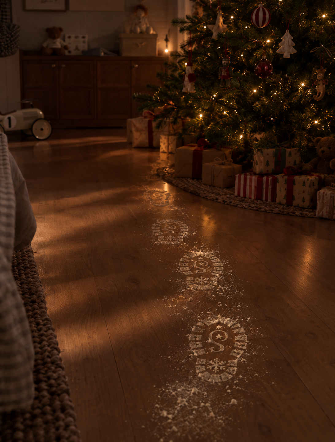 Santa Footprint Stencils - Snowy Boot Prints for Christmas Morning